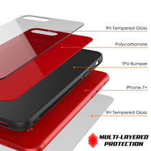Charger l'image dans la galerie, iPhone 8 PLUS Case, Punkcase GlassShield Ultra Thin Protective 9H Full Body Tempered Glass Cover W/ Drop Protection & Non Slip Grip for Apple iPhone 7 PLUS / Apple iPhone 8 PLUS (Red) (Color in image: Black)