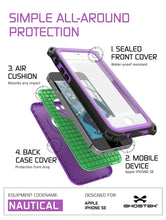 Charger l'image dans la galerie, iPhone SE/5S/5 Waterproof Case, Ghostek® Nautical Purple Series| Underwater | Aluminum Frame (Color in image: Black)