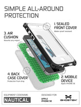 Load image into Gallery viewer, iPhone SE/5S/5 Waterproof Case, Ghostek® Nautical White Series| Underwater | Aluminum Frame (Color in image: Black)