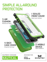 Load image into Gallery viewer, iPhone SE/5S/5 Waterproof Case, Ghostek® Nautical Green Series| Underwater | Aluminum Frame (Color in image: Black)