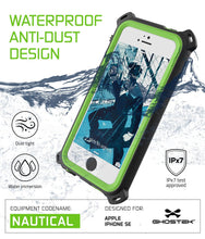 Load image into Gallery viewer, iPhone SE/5S/5 Waterproof Case, Ghostek® Nautical Green Series| Underwater | Aluminum Frame (Color in image: White)
