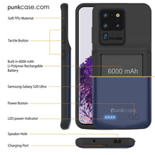 Charger l'image dans la galerie, PunkJuice S20 Ultra Battery Case All Blue - Fast Charging Power Juice Bank with 6000mAh (Color in image: All Black)