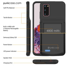 Charger l'image dans la galerie, PunkJuice S20 Battery Case All Black - Fast Charging Power Juice Bank with 4800mAh (Color in image: Red)