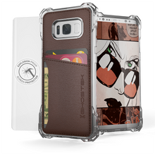 Charger l'image dans la galerie, Galaxy S8+ Plus Wallet Case, Ghostek Exec Brown Series | Slim Armor Hybrid Impact Bumper | TPU PU Leather Credit Card Slot Holder Sleeve Cover (Color in image: Gold)