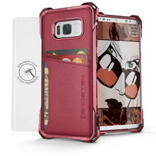 Charger l'image dans la galerie, Galaxy S8+ Plus Wallet Case, Ghostek® Exec Red Series | Slim Armor Hybrid Impact Bumper | TPU PU Leather Credit Card Slot Holder Sleeve Cover (Color in image: Red)