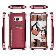 Charger l'image dans la galerie, Galaxy S8+ Plus Wallet Case, Ghostek® Exec Red Series | Slim Armor Hybrid Impact Bumper | TPU PU Leather Credit Card Slot Holder Sleeve Cover (Color in image: Gold)