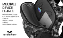 Load image into Gallery viewer, Ghostek NRGbag Gray Camo Series Computer Laptop Messenger Backpack Book Bag + Battery Power Bank | Water Resistant | 7000mAh (Color in image: Blue)