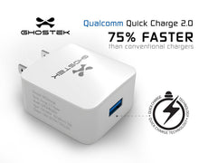 Load image into Gallery viewer, Ghostek® NRGcharge QuickCharge 2.0 Rapid High-speed Fast Wall Home White Charger w/ Micro USB Cable (Color in image: black)