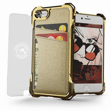 Load image into Gallery viewer, iPhone 7 Wallet Case, Ghostek Exec Gold Series | Slim Armor Hybrid Impact Bumper | TPU PU Leather Credit Card Slot Holder Sleeve Cover (Color in image: Gold)