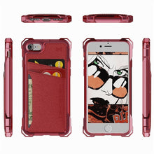 Charger l'image dans la galerie, iPhone 8 Wallet Case, Ghostek Exec Red Series | Slim Armor Hybrid Impact Bumper | TPU PU Leather Credit Card Slot Holder Sleeve Cover (Color in image: Brown)
