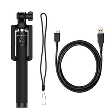 Charger l'image dans la galerie, Selfie Stick - Black, Extendable Monopod with Built-In Bluetooth Remote Shutter (Color in image: Black)