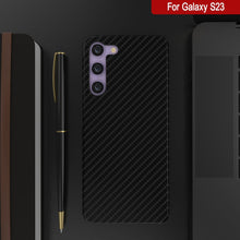 Charger l'image dans la galerie, Étui Galaxy S23, Punkcase CarbonShield, Robuste et Ultra Fin, Coque Noire en Cuir PU à Double Couche 2 Pièces (Style Fibre de Carbone)