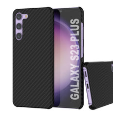 Charger l'image dans la galerie, Coque Galaxy S23+ Plus, Punkcase CarbonShield, Protection Robuste et Ultra Fine en Deux Parties en Cuir PU Noir Ébène (Style Fibre de Carbone)