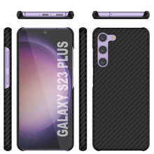Charger l'image dans la galerie, Coque Galaxy S23+ Plus, Punkcase CarbonShield, Protection Robuste et Ultra Fine en Deux Parties en Cuir PU Noir Ébène (Style Fibre de Carbone)