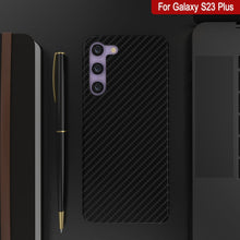 Charger l'image dans la galerie, Coque Galaxy S23+ Plus, Punkcase CarbonShield, Protection Robuste et Ultra Fine en Deux Parties en Cuir PU Noir Ébène (Style Fibre de Carbone)
