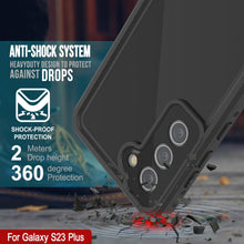 Charger l'image dans la galerie, Coque étanche Galaxy S23+ Plus PunkCase StudStar, couleur noire, fine, résistance à l'eau jusqu'à 6,6 pieds, IP68 certifiée pour protéger contre les chocs, la neige.