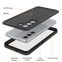 Charger l'image dans la galerie, Coque étanche Galaxy S23+ Plus PunkCase StudStar, couleur noire, fine, résistance à l'eau jusqu'à 6,6 pieds, IP68 certifiée pour protéger contre les chocs, la neige.