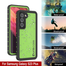 Load image into Gallery viewer, Coque étanche Galaxy S23+ Plus PunkCase StudStar vert clair mince de 6,6 pieds sous l'eau résistante aux chocs IP68.