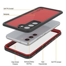 Charger l'image dans la galerie, Étui étanche Galaxy S23+ Plus PunkCase StudStar Rouge mince sous-marin de 6,6 pieds résistant aux chocs/neige IP68.