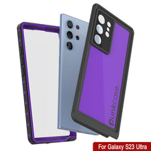 Charger l'image dans la galerie, Étui étanche Galaxy S23 Ultra PunkCase StudStar Violet fin, résistant à l'eau jusqu'à 6,6 pieds, IP68, résistant aux chocs et à la neige.