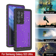 Charger l'image dans la galerie, Étui étanche Galaxy S23 Ultra PunkCase StudStar Violet fin, résistant à l'eau jusqu'à 6,6 pieds, IP68, résistant aux chocs et à la neige.