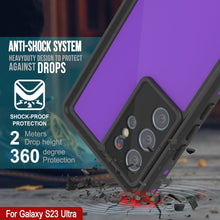 Charger l'image dans la galerie, Étui étanche Galaxy S23 Ultra PunkCase StudStar Violet fin, résistant à l'eau jusqu'à 6,6 pieds, IP68, résistant aux chocs et à la neige.
