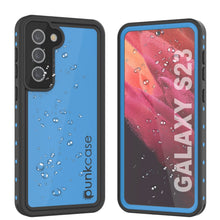 Charger l'image dans la galerie, Étui étanche Galaxy S23 PunkCase StudStar bleu clair mince 6,6 pieds sous l'eau IP68 résistant aux chocs.
