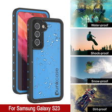 Charger l'image dans la galerie, Étui étanche Galaxy S23 PunkCase StudStar bleu clair mince 6,6 pieds sous l'eau IP68 résistant aux chocs.