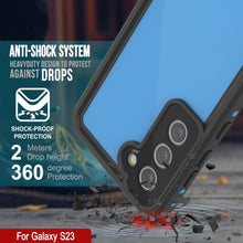 Charger l'image dans la galerie, Étui étanche Galaxy S23 PunkCase StudStar bleu clair mince 6,6 pieds sous l'eau IP68 résistant aux chocs.