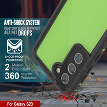 Charger l'image dans la galerie, Étui étanche pour Galaxy S23 PunkCase StudStar Light Green, mince, sous-marin jusqu'à 6,6 pieds, résistant aux chocs IP68.