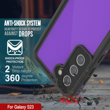 Charger l'image dans la galerie, Coque étanche PunkCase StudStar pour Galaxy S23, violette, fine, résistance à l'eau jusqu'à 6,6 pieds, certifiée IP68, résistance aux chocs/neige.
