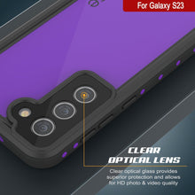 Charger l'image dans la galerie, Coque étanche PunkCase StudStar pour Galaxy S23, violette, fine, résistance à l'eau jusqu'à 6,6 pieds, certifiée IP68, résistance aux chocs/neige.