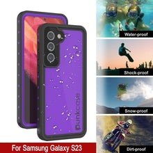Charger l'image dans la galerie, Coque étanche PunkCase StudStar pour Galaxy S23, violette, fine, résistance à l'eau jusqu'à 6,6 pieds, certifiée IP68, résistance aux chocs/neige.