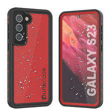 Charger l'image dans la galerie, Étui étanche Galaxy S23 PunkCase StudStar rouge mince 6,6 pieds résistant à l'eau IP68 anti-chocs/neige