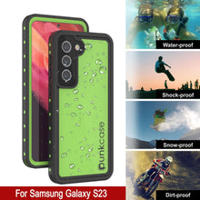 Charger l'image dans la galerie, Étui étanche pour Galaxy S23 PunkCase StudStar Light Green, mince, sous-marin jusqu'à 6,6 pieds, résistant aux chocs IP68.
