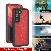 Charger l'image dans la galerie, Étui étanche Galaxy S23 PunkCase StudStar rouge mince 6,6 pieds résistant à l'eau IP68 anti-chocs/neige