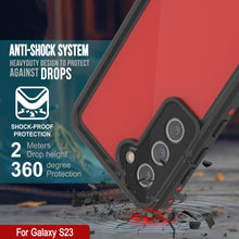 Charger l'image dans la galerie, Étui étanche Galaxy S23 PunkCase StudStar rouge mince 6,6 pieds résistant à l'eau IP68 anti-chocs/neige