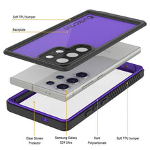 Load image into Gallery viewer, Coque étanche ultra-fine pour Galaxy S24 PunkCase StudStar Violet 2 m IP68 Résistante aux chocs et à la neige