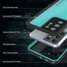 Charger l'image dans la galerie, Galaxy S22 Ultra Waterproof Case PunkCase StudStar Teal Thin 6.6ft Underwater IP68 Shock/Snow Proof (Color in image: black)