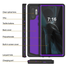 Charger l'image dans la galerie, Galaxy Note 10+ Plus Waterproof Case, Punkcase Studstar Purple Series Thin Armor Cover (Color in image: clear)