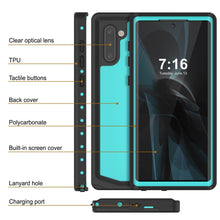 Load image into Gallery viewer, Galaxy Note 10 Waterproof Case, Punkcase Studstar Series Teal Thin Armor Cover (Color in image: clear)