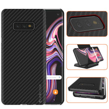 Charger l'image dans la galerie, Galaxy S10e Plus Case, Punkcase CarbonShield, Heavy Duty & Ultra Thin 2 Piece Dual Layer PU Leather Jet Black Cover