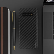 Charger l'image dans la galerie, Galaxy S20+ Plus Case, Punkcase CarbonShield, Heavy Duty & Ultra Thin 2 Piece Dual Layer PU Leather Jet Black Cover (Carbon Fiber Style)