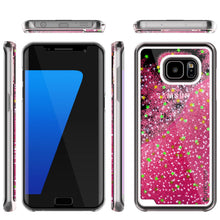 Load image into Gallery viewer, S7 Edge Case, PunkCase LIQUID Pink Series, Protective Dual Layer Floating Glitter Cover (Color in image: silver)