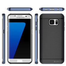 Load image into Gallery viewer, Galaxy S7 Edge Case, PunkCase STEALTH Navy Blue Series Hybrid 3-Piece Shockproof Dual Layer Cover (Color in image: Silver)