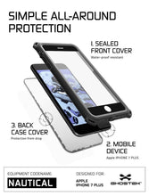 Charger l'image dans la galerie, iPhone 8+ Plus Waterproof Case, Ghostek Nautical Series for iPhone 8+ Plus | Slim Underwater Protection | Adventure Duty | Swimming (Black) (Color in image: White)