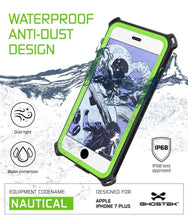 Charger l'image dans la galerie, iPhone 8+ Plus Waterproof Case, Ghostek Nautical Series for iPhone 8+ Plus | Slim Underwater Protection | Adventure Duty | Swimming (Green) (Color in image: Black)