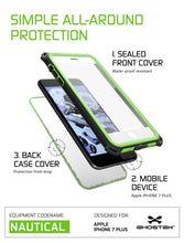 Charger l'image dans la galerie, iPhone 7+ Plus case, Ghostek®  Nautical Series  for iPhone 7+ Plus Rugged Heavy Duty Case |  GREEN (Color in image: Pink)