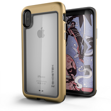 Charger l'image dans la galerie, iPhone X Case, Ghostek Atomic Slim Fit Strong Aluminum Bumper + Soft TPU Shell | Rubber Corners & Bezel | Face ID Compatible | Supports Qi Wireless Charging | Gold (Color in image: Gold)