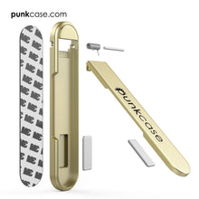 Load image into Gallery viewer, PUNKCASE FlickStick Universal Cell Phone Kickstand for all Mobile Phones & Cases with Flat Backs, One Finger Operation (Gold) (Color in image: Black)
